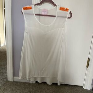 Romeo & Juliet Couture Sleeveless Top with orange beaded accents